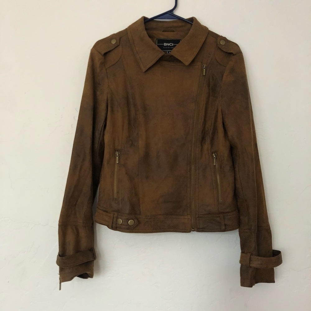 Brown suede moto jacket